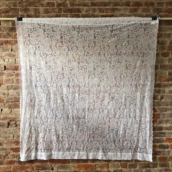 Curtain Lace Panel Flower Cottage Chic White 61x62 - Picture 1 of 3